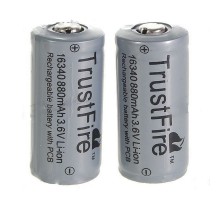 Аккумулятор литиевый TrustFire Protected 16340 3.6V 880mAh Lithium Batteries 1 шт
