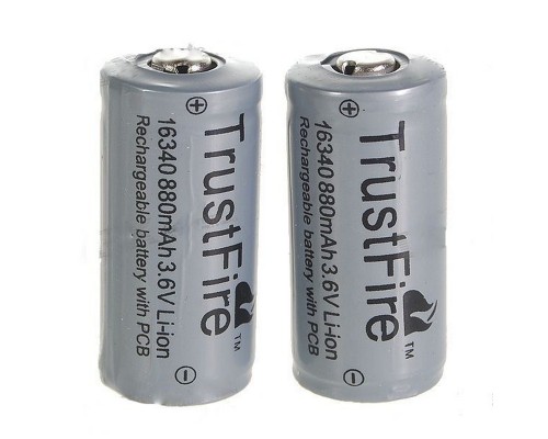 Аккумулятор литиевый TrustFire Protected 16340 3.6V 880mAh Lithium Batteries 1 шт