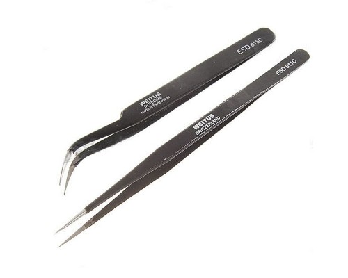 Инструмент Набор пинцетов WeiTu Stainless Steel Straight and Angled Tweezerses 2 шт