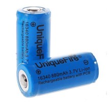 Аккумулятор литиевый UniqueFire Protected 16340 3.7V 880mAh Lithium Batteries (1 шт)