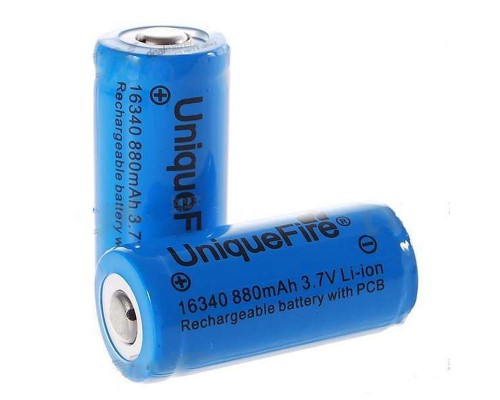 Аккумулятор литиевый UniqueFire Protected 16340 3.7V 880mAh Lithium Batteries (1 шт)