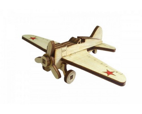 Пазлы 3D деревянный подвижный Lemmo Советский истребитель - И-16 (I-16)