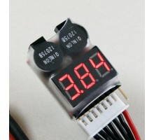 Индикатор напряжения батареи со звуковой сигнализацией HiModel LED 1-8S LiPO Battery Voltage Tester/ Low Voltage Buzzer Alarm (1S support 3.7-30V)