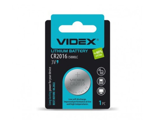 Элементы питания Cr2016 3V  (1 шт) Videx литиевая
