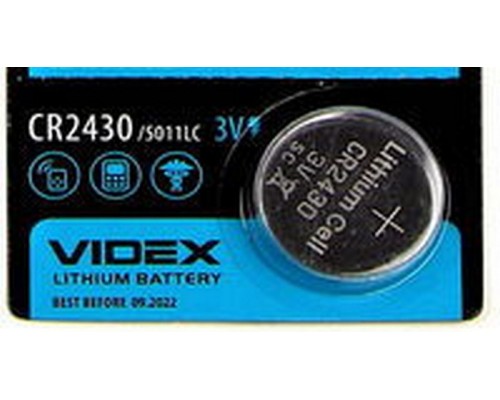 Элементы питания Cr2430 3V (1 шт) VIDEX Lithium