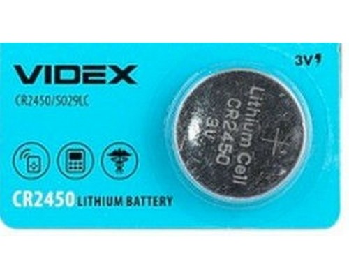 Элементы питания Cr2450 3V (1 шт) VIDEX Lithium